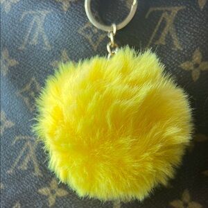 Yellow Fluffy Pom Pom Keychain